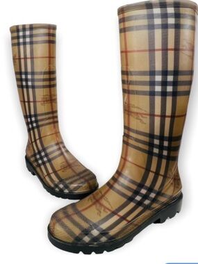 Authentic Burberry Haymarket Plaid Rain Boots Size EU 37. US 6.5